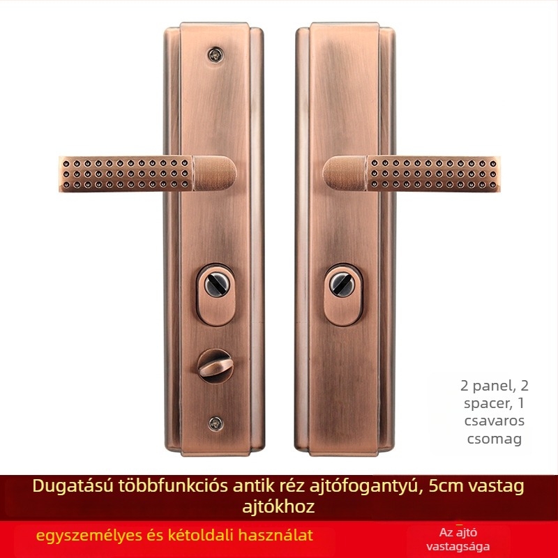 Záróajtó kilincs biztonsági ajtóhoz, modell 981205, vas panel, kilincs alumínium ötvözetből, furatköz 235 mm, modern egyszerű stílus