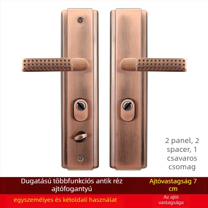 Záróajtó kilincs biztonsági ajtóhoz, modell 981205, vas panel, kilincs alumínium ötvözetből, furatköz 235 mm, modern egyszerű stílus