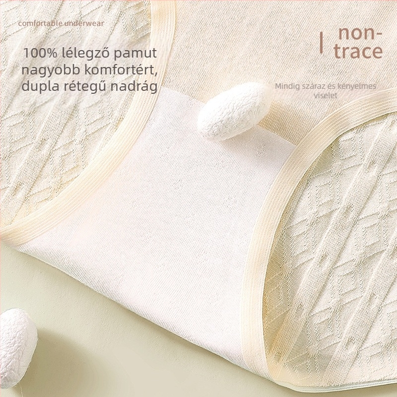 Női magas derekú pamut alsónemű antibakteriális funkcióval, belső pamut betét a szeméremtájon, jacquard kötött mintázat, egyszínű, vékony