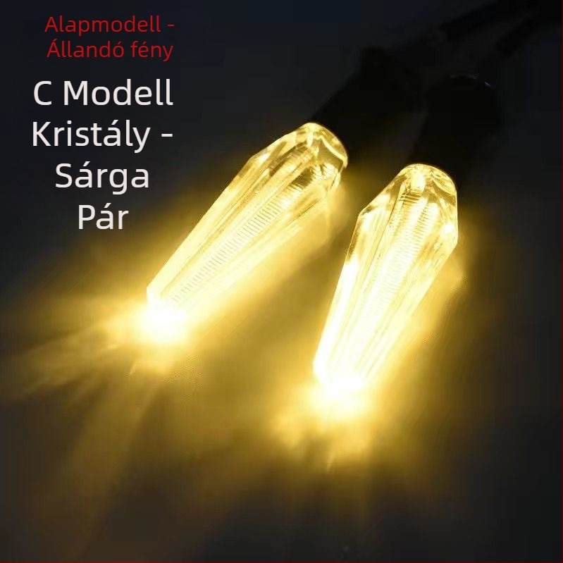 Kristály LED indexlámpa motorkerékpárokhoz és elektromos járművekhez, 12V, univerzális, ABS+LED