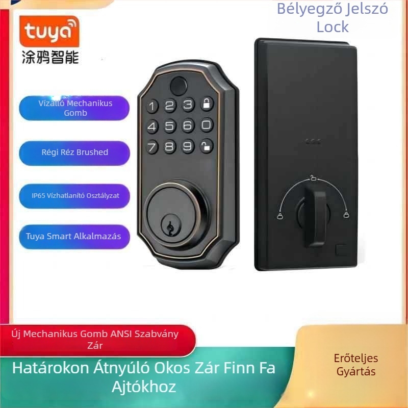 Setebao cink ötvözet ujjlenyomat-zár, modell E02-F, kapukhoz, Bluetooth nyitás, ujjlenyomat, kulcs és jelszó