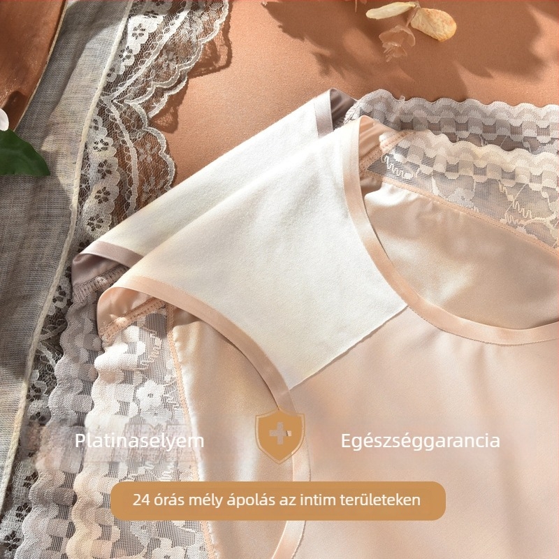 Nagy méretű női, magas derekú csipkés bugyi, antibakteriális, nylon anyagú, bélés Mulberry selyemből, egyszínű vagy virágos mintával, 100 kg-ig
