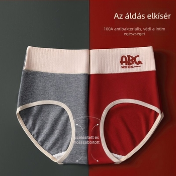 100% pamutból készült női középmagas derekú alsónemű, antibakteriális ágyék terület, csípőfedés és has összeszorítása, lélegző