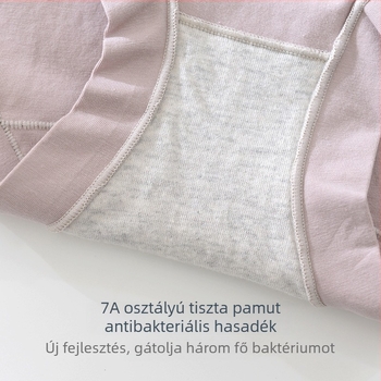 Női középső derekú pamut alsónemű 60S, lélegző és antibakteriális, kötött anyag, fő összetevő 90–95% pamut, bélés 100% pamut, egyszínű mintázat