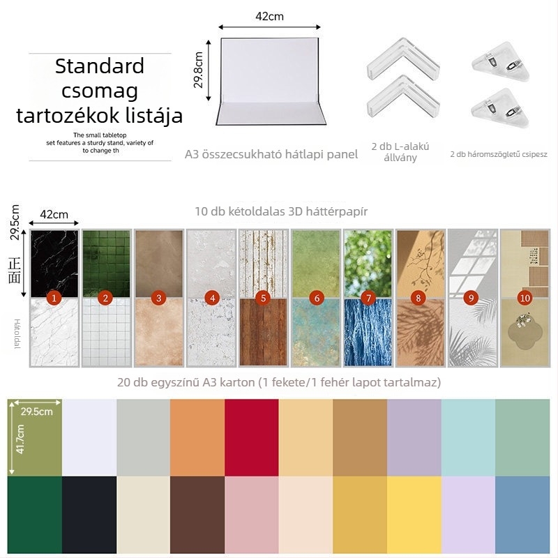 Kompakt asztali fotózás hátteret biztosító háttérpapír, rekvizíció natúrkép jeleneteinek.