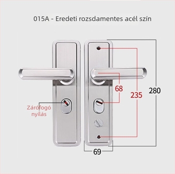 Rozsdamentes acél ajtókilincs panellel és dupla rugóval, modell 002/015A/016A, modern minimalist stílus.