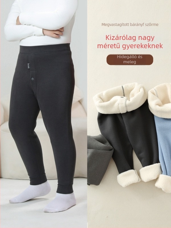 Gyerekeknek fleece-bevonatú melegítő nadrág, magas derék, Derong fleece, poliészter 92,9%, őszi-téli
