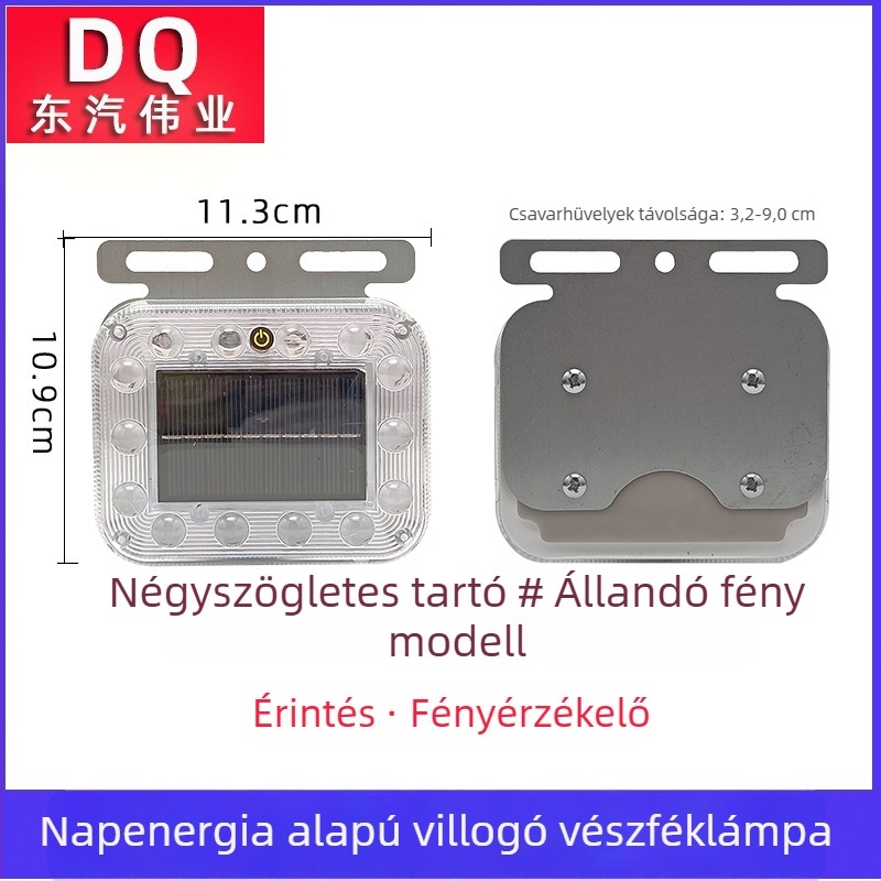 Jármű LED hátsó lámpa – napelemes, vezeték nélküli, Solar flash tail light, 3.7V, LED PC ház