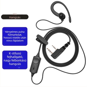 Quansheng intertelefon headset K- és Y-típusú csatlakozókkal, fonott kábel, univerzális modell-kompatibilitás, 1,5–3 km hatótávolság, 1220 mm kábelhossz