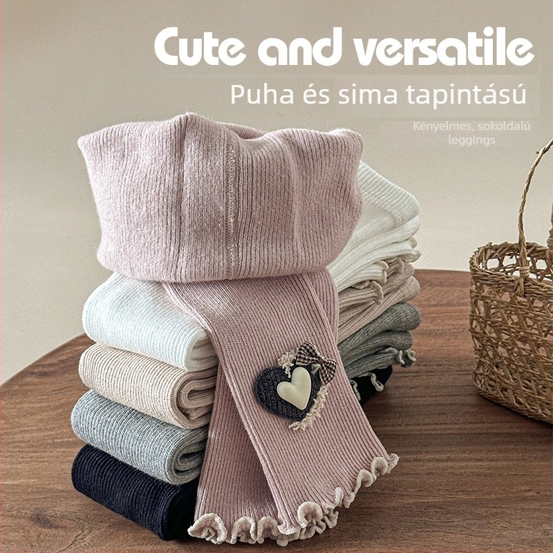 Lányoknak készült leggings őszre–télre, vékony fleece belső bélés, bokáig érő nadrág gyerekeknek