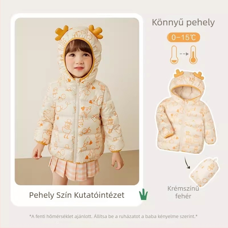 Gyerekeknek szóló könnyű pehelydzseki, tél 2025, 1–3 éves korig, vízálló, szélálló és foltálló