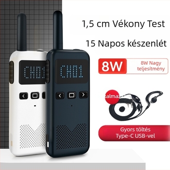 Walkie-Talkie Interkom – ultrakönny kézi, 400-470 MHz, 8 W, 16 csatorna, 5-10 km hatótávolság, 8000 mAh akkumulátor