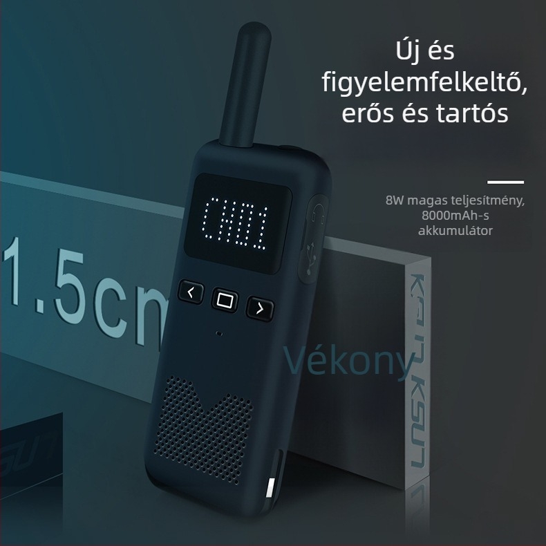 Walkie-Talkie Interkom – ultrakönny kézi, 400-470 MHz, 8 W, 16 csatorna, 5-10 km hatótávolság, 8000 mAh akkumulátor