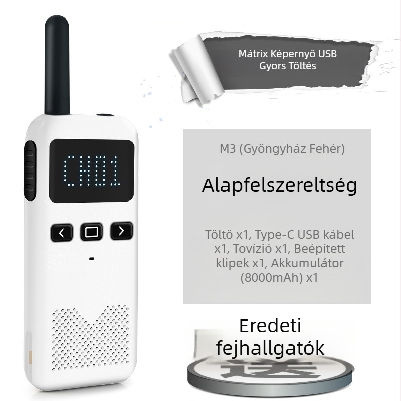 Walkie-Talkie Interkom – ultrakönny kézi, 400-470 MHz, 8 W, 16 csatorna, 5-10 km hatótávolság, 8000 mAh akkumulátor