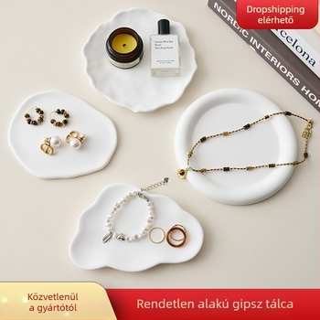 Ékszer- és manikűr kiállító tál fotóháttérrel – Márka Light and shadow stars; Termékkód White plaster plate; Anyag gipsz