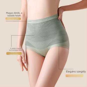 Női magas derekú, seamless hasformáló alsó nylon anyagból, pamuttal bélelt ágyéknál, lélegző, antibakteriális