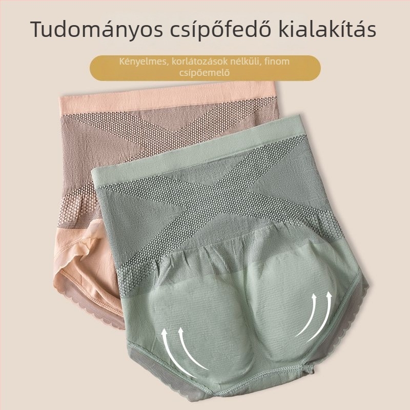 Női magas derekú, seamless hasformáló alsó nylon anyagból, pamuttal bélelt ágyéknál, lélegző, antibakteriális