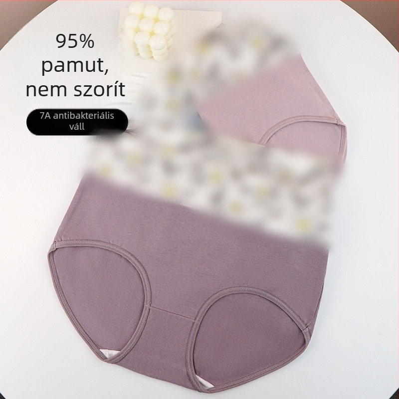 100% pamut antibakteriális magas derekú alsónemű, virágos mintával, légáteresztő, kötött