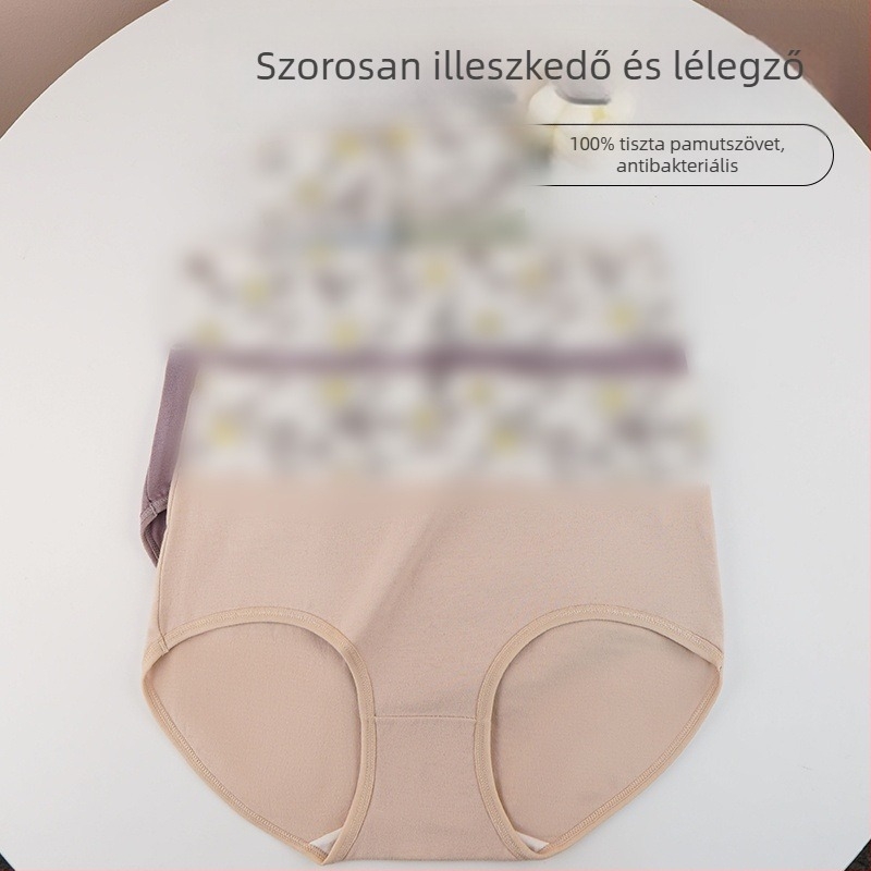 100% pamut antibakteriális magas derekú alsónemű, virágos mintával, légáteresztő, kötött