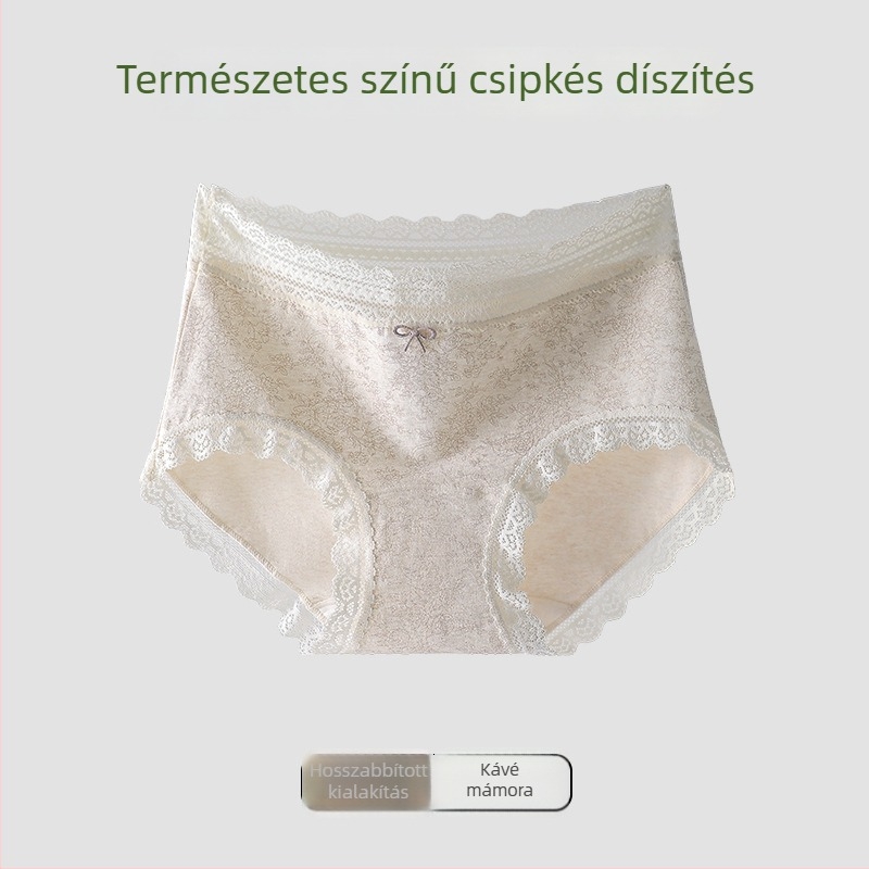 Női pamut alsónemű csipkés szegéllyel, virágos mintázat, antibakteriális, Mulberry silk belső réteg a szeméremrészen, meghosszabbított gát