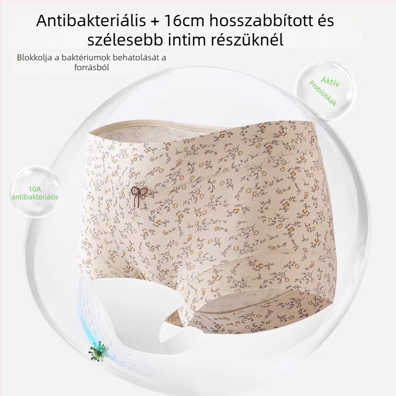 Női pamut bugyi, teljes fedés, antibakteriális, légáteresztő, középmagas derekú, crotch bélés 100% pamut