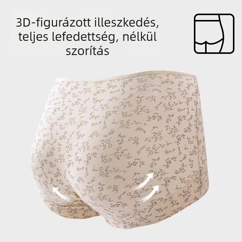 Női pamut bugyi, teljes fedés, antibakteriális, légáteresztő, középmagas derekú, crotch bélés 100% pamut