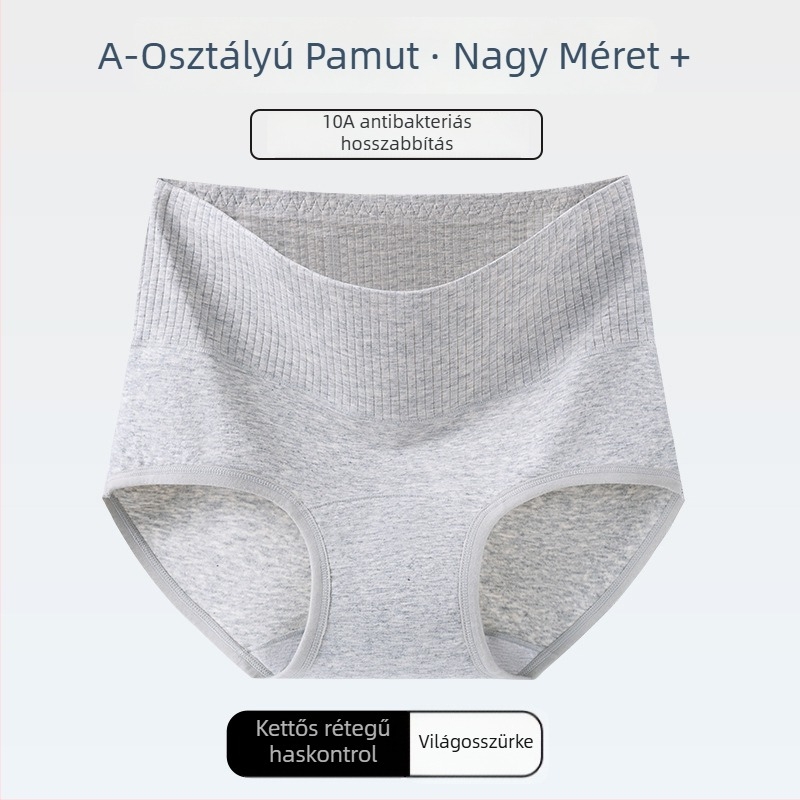 A-kategóriás 100% pamut magas derekú női fehérnemű, antibakteriális, kiterjesztett ágyéktáj