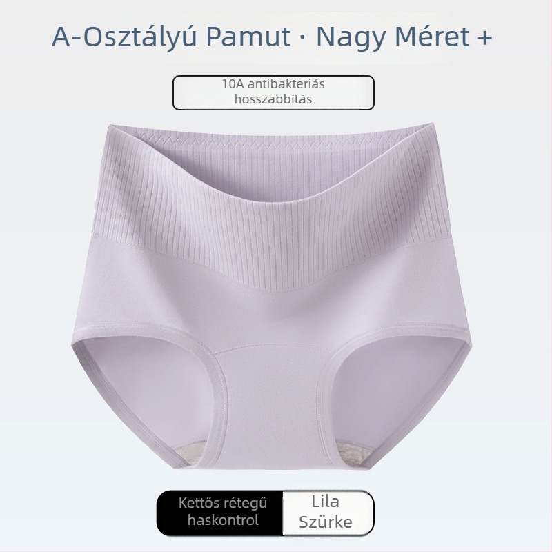 A-kategóriás 100% pamut magas derekú női fehérnemű, antibakteriális, kiterjesztett ágyéktáj
