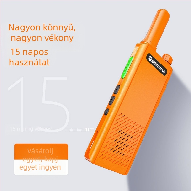 Hordozható ultrakönnyű walkie-talkie, ipari stílus, 5W kimenet, 1,5–3 km hatótáv, 5800mAh lítium akkumulátor, porálló
