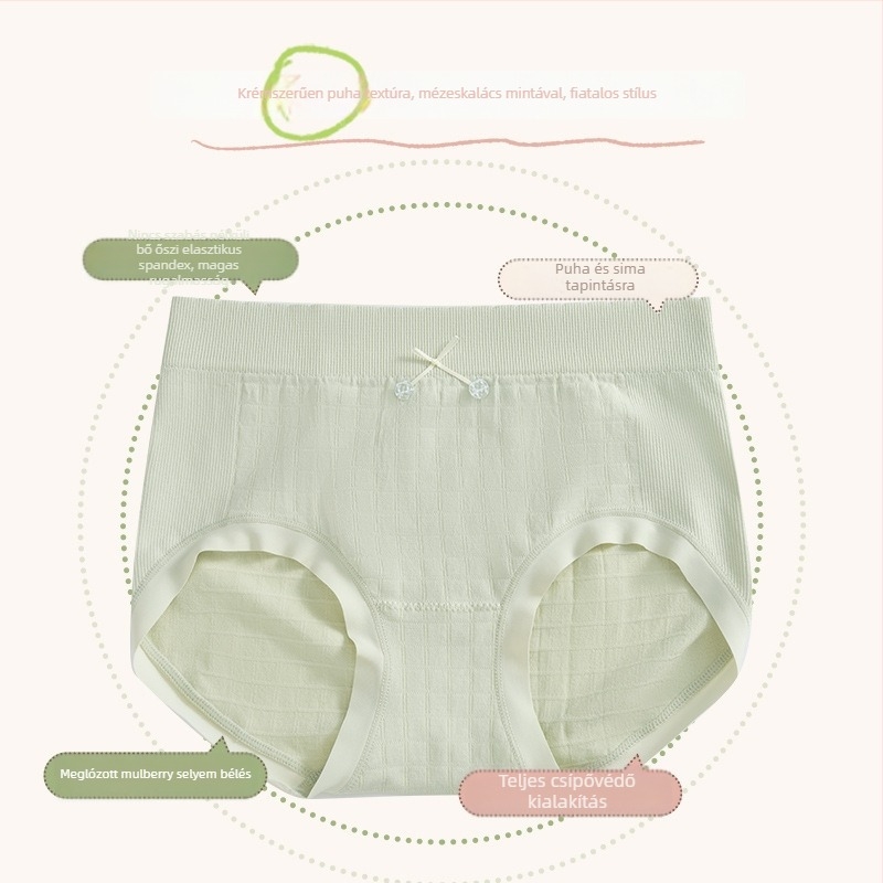 Női varrat nélküli alsónemű, középmagas derekú, nylon anyagból, a szeméremzóna alátétje Mulberry selyemmel, lélegző és kényelmes