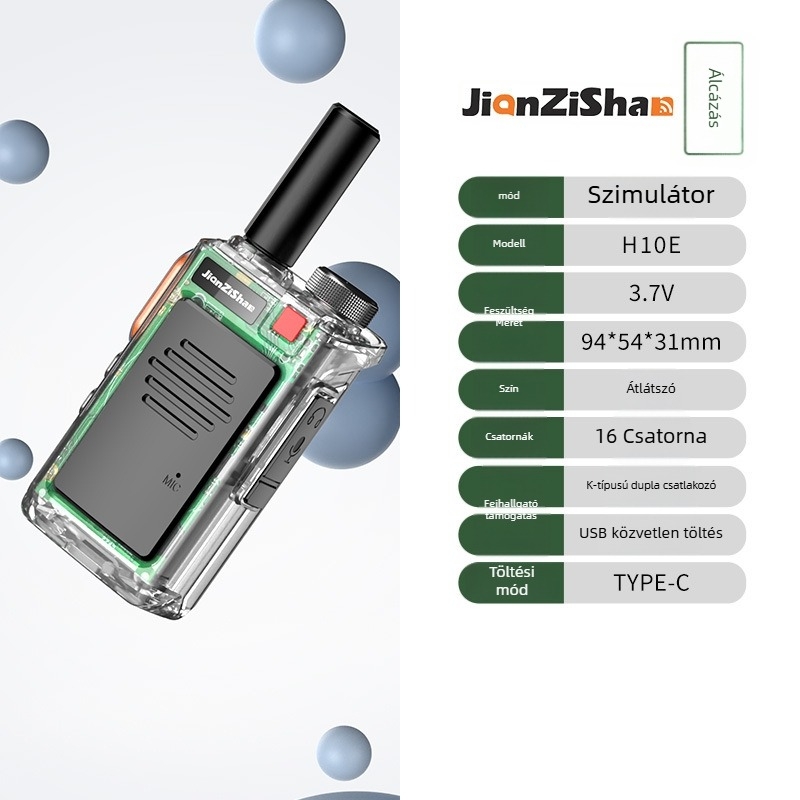 Kamuflázas mintázatú kézi walkie-talkie egygombos frekvenciaszinkronizálással, 400-470 MHz, 16 csatorna, 3-5 km hatótáv, 9800 mAh Li-ion akkumulátor
