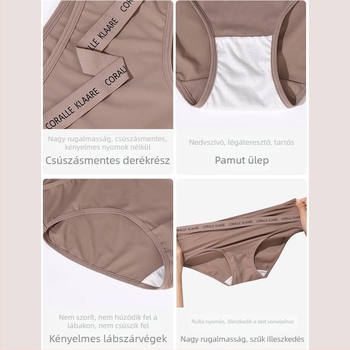 Női pamut alsónemű alacsony derekú, betűk keresztezett mintával, 5A antibakteriális, ősz-tél