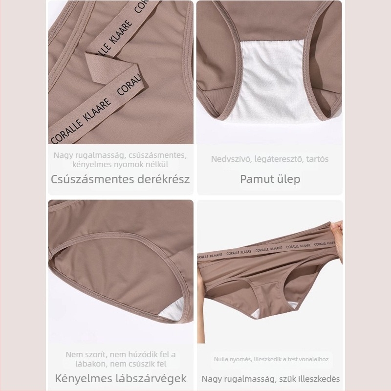 Női pamut alsónemű alacsony derekú, betűk keresztezett mintával, 5A antibakteriális, ősz-tél