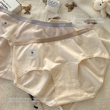 Női pamut antibakteriális alsónemű meghosszabbított ágyékkal, középmagas derék, kötött anyag