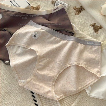 Női pamut antibakteriális alsónemű meghosszabbított ágyékkal, középmagas derék, kötött anyag