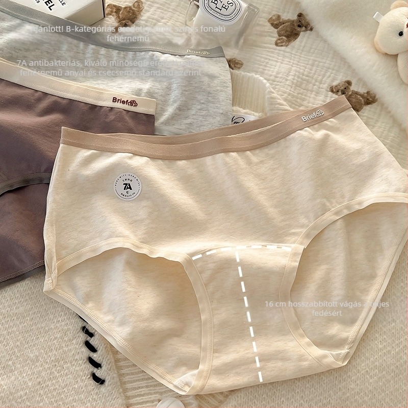 Női pamut antibakteriális alsónemű meghosszabbított ágyékkal, középmagas derék, kötött anyag
