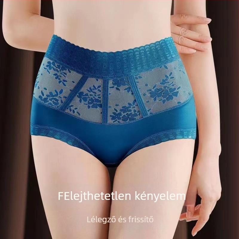 Plusz méretű Ice Silk női alsónemű, magas derekú, lélegző, popsiformáló hatású, kötött anyag