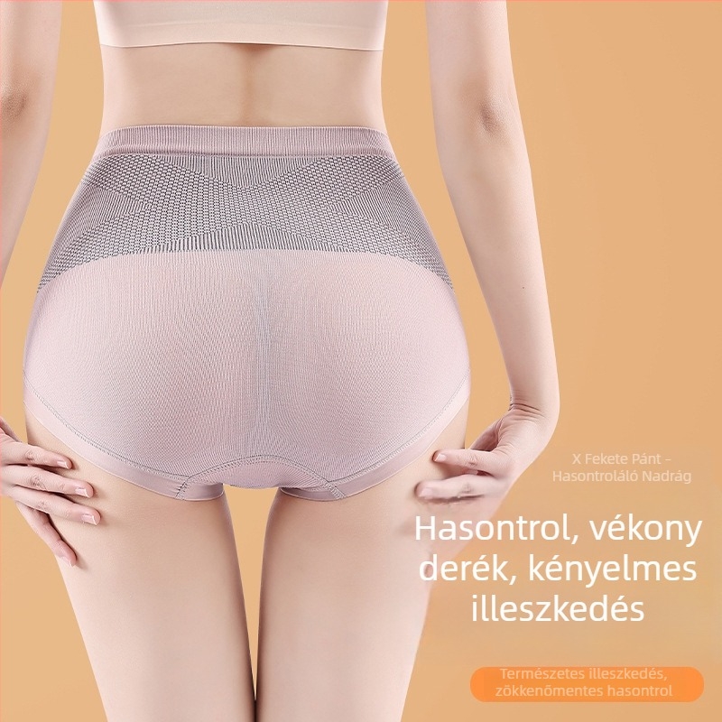 Női magas derekú seamless alsó, lélegző, hasi formázó és fenékemelő, Mulberry selyem bélés