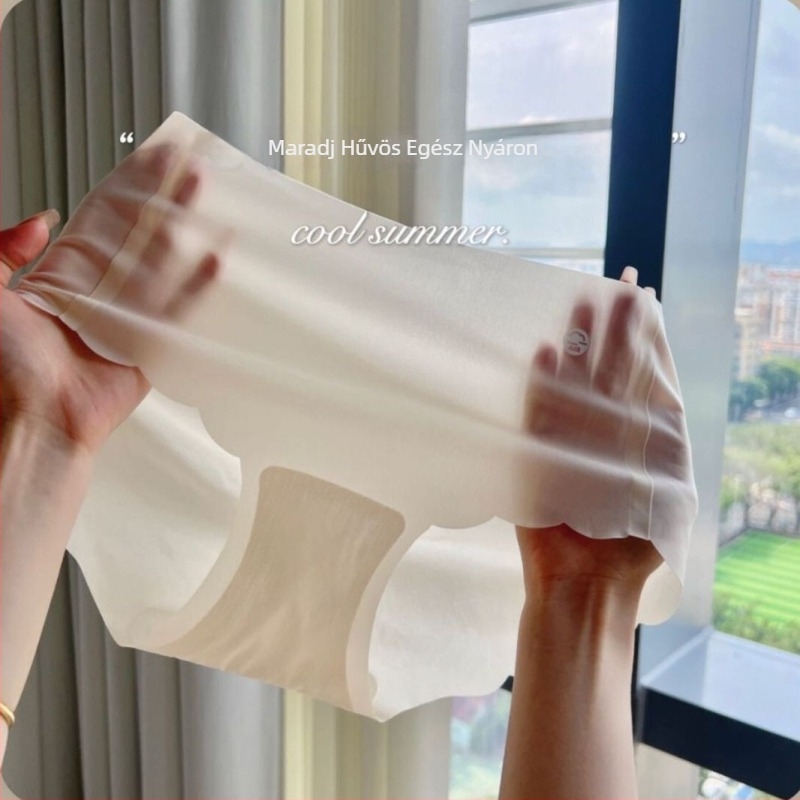 Női Ice Silk bugyi, középmagas derekú, ultra vékony, lélegző, pamut belsővel a lágyéki területen