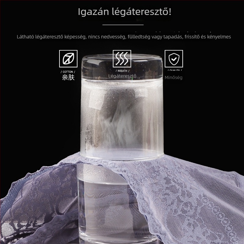 Női magas derekú bugyi, hasformázó és csípőemelő hatással, csipkével, pamutbetéttel a keresztnél, légáteresztő és antibakteriális