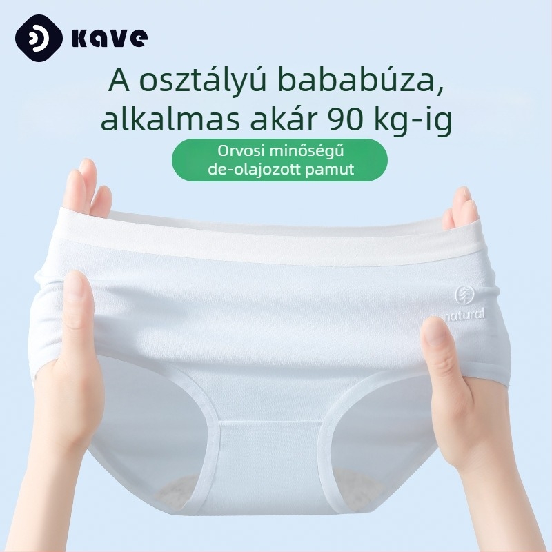 Női pamut alsónemű középmagas derékkal, lélegző és antibakteriális; fő anyag 90–95% pamut, ágyéktakaró 100% pamut
