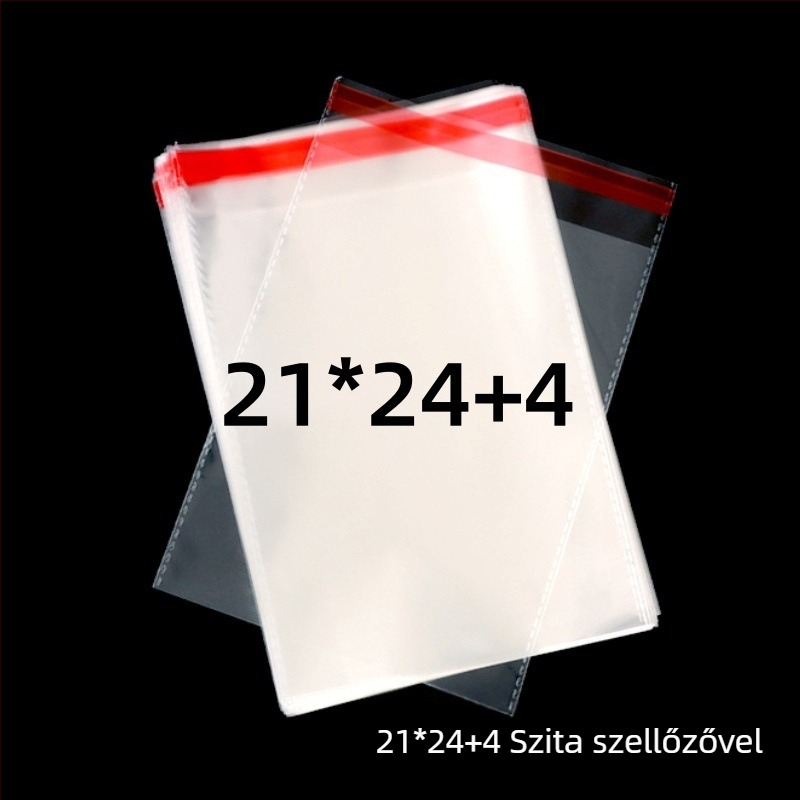 OPP öntapadós átlátszó csomagoló zacskó nyomtatott logóval | Anyag: műanyag; Szélesség tolerancia: 2 mm; Használat: kis tárgyak csomagolására, például ékszerek