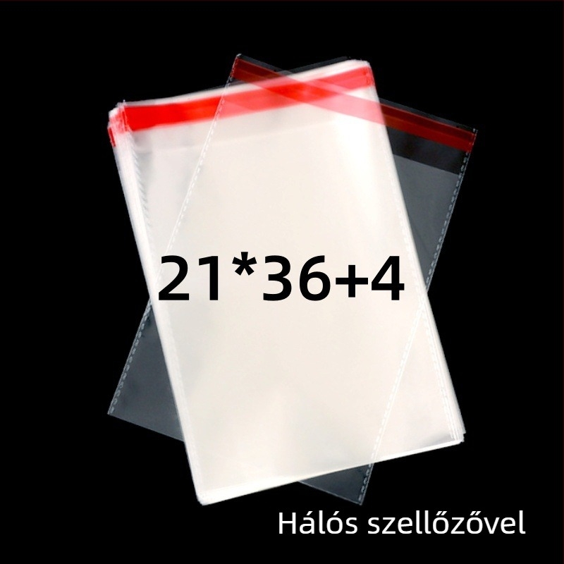 OPP öntapadós átlátszó csomagoló zacskó nyomtatott logóval | Anyag: műanyag; Szélesség tolerancia: 2 mm; Használat: kis tárgyak csomagolására, például ékszerek