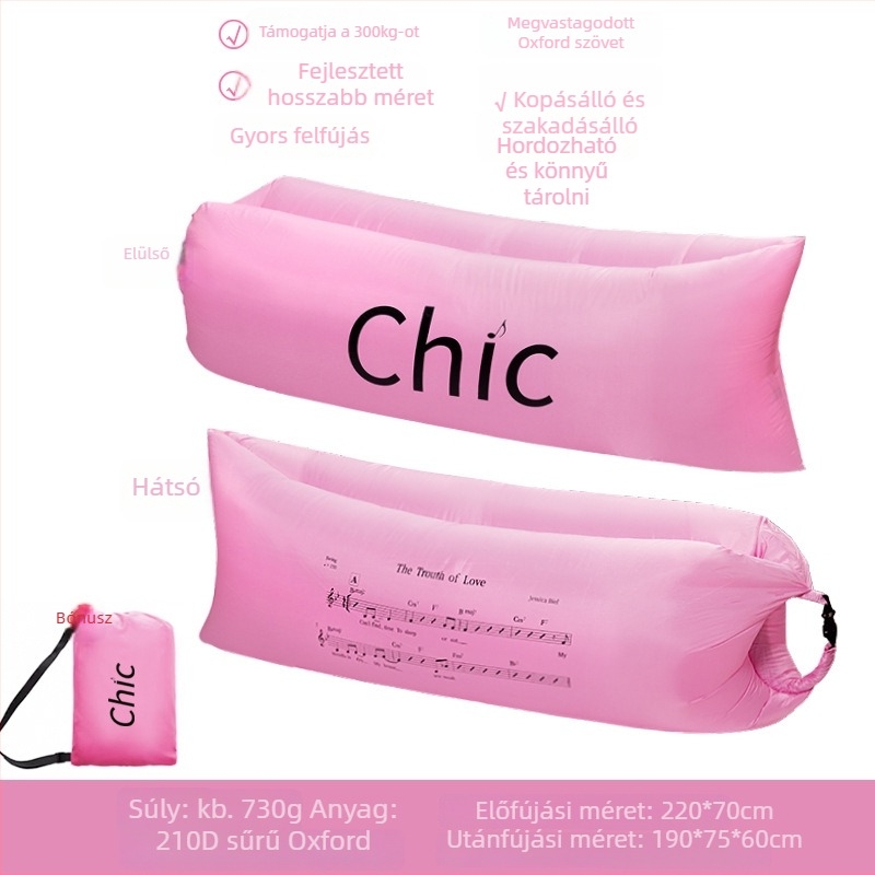 Lecamp egyszemélyes felfújható ágy – hordozható kempingmegoldás (730 g; teherbírás 300 kg; Oxford anyag; kétszintes konstrukció)