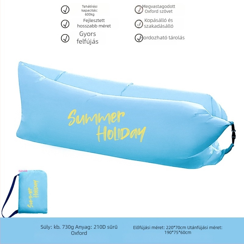Lecamp egyszemélyes felfújható ágy – hordozható kempingmegoldás (730 g; teherbírás 300 kg; Oxford anyag; kétszintes konstrukció)