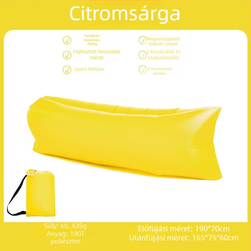 Lecamp egyszemélyes felfújható ágy – hordozható kempingmegoldás (730 g; teherbírás 300 kg; Oxford anyag; kétszintes konstrukció)