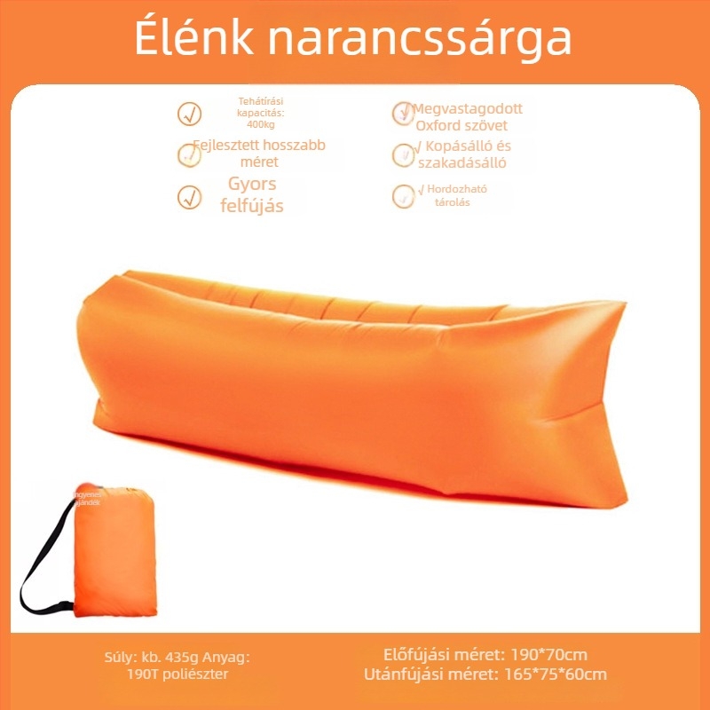 Lecamp egyszemélyes felfújható ágy – hordozható kempingmegoldás (730 g; teherbírás 300 kg; Oxford anyag; kétszintes konstrukció)