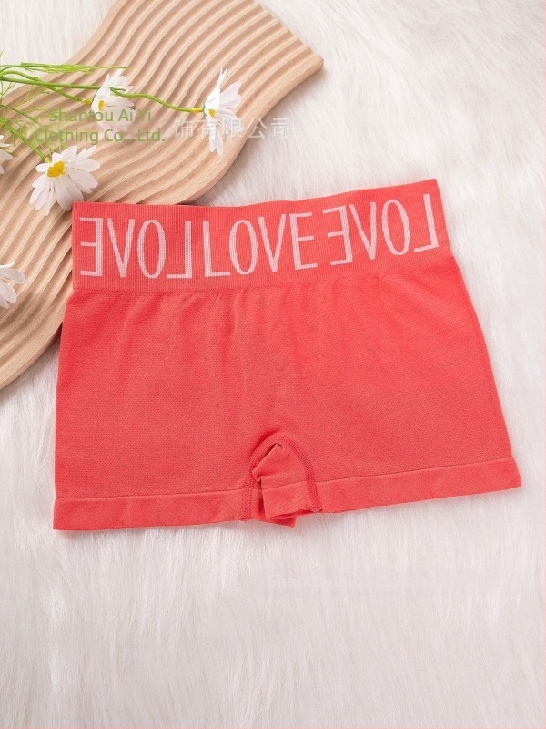 Női varrat nélküli boxer briefs, magas rugalmasság, betűs nyomat, középtalpas derék, sportos alapréteg