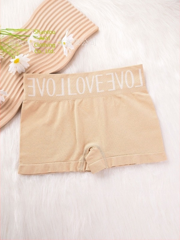 Női varrat nélküli boxer briefs, magas rugalmasság, betűs nyomat, középtalpas derék, sportos alapréteg