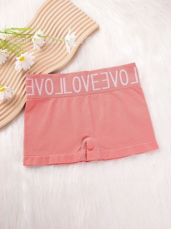 Női varrat nélküli boxer briefs, magas rugalmasság, betűs nyomat, középtalpas derék, sportos alapréteg
